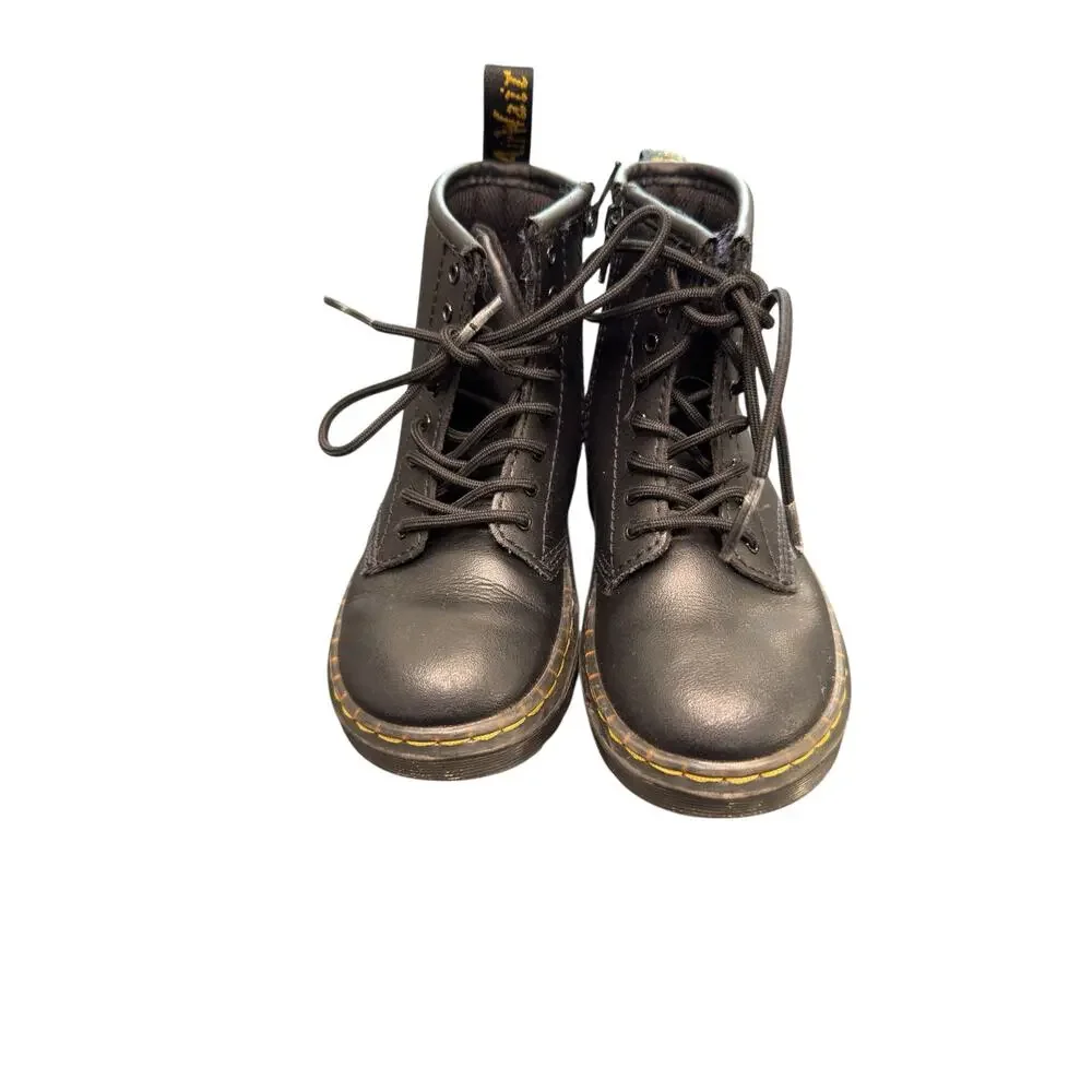 Dr. Martens 1460‎ Black Kids Girls Zip Up Leather Lace Up Comat Boots Size 10